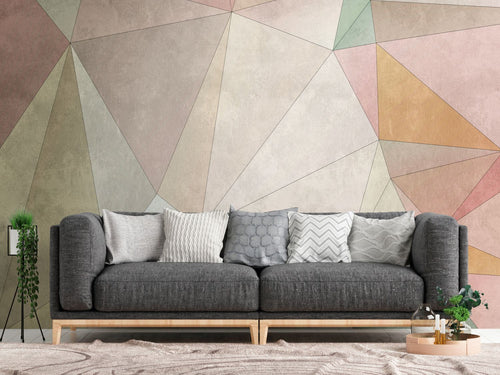 One Wall one Role fotobehang geometrische vormen meerkleurig, beige, roze, geel en groen - 371 x 280 cm - AS-382861 - vtwonen shop