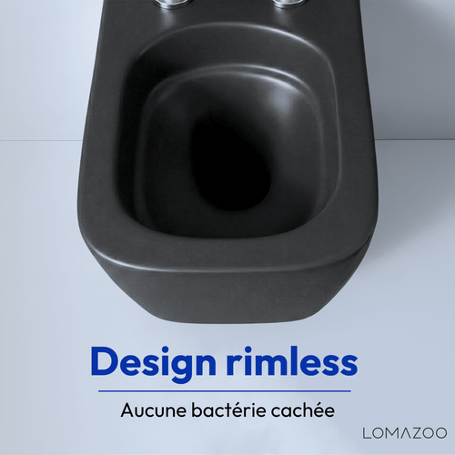 LOMAZOO hangtoiletset Linea - met inbouwreservoir & vierkante drukplaat - vierkant - zwart