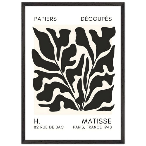 Artfulprints Poster met Lijst Matisse – Seabed shapes black   - 50x70 cm - Zwart