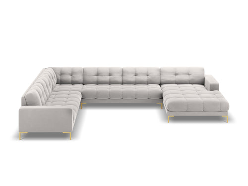 Cosmopolitan Design Panoramische hoekbank links Bali 7-zits, flueel, geld - 256x327x75cm