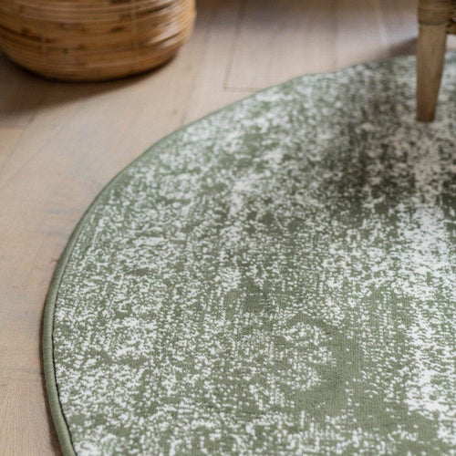 Vintage Vloerkleed Bloom rond - Groen - EVA Interior - 235 x 235 cm - vtwonen shop