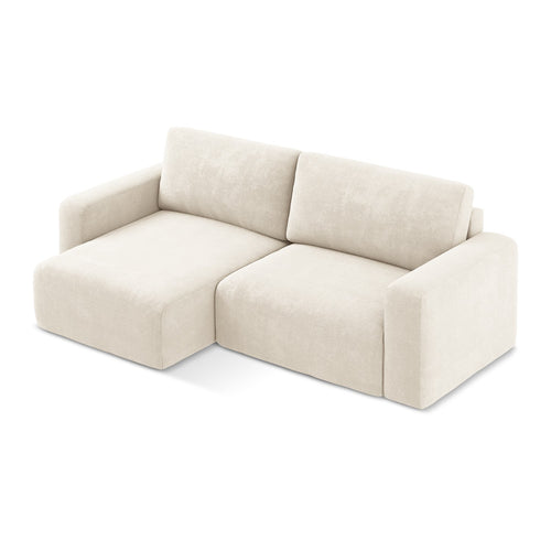 LaMiaSofa hoekbank links Ostia - chenille stof - lichtbeige - 244x149x79