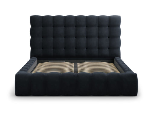 Cosmopolitan Design Opbergbed met hoofdeinde Bali 180x200cm, flueel, donkerblauw - 230x205x125cm