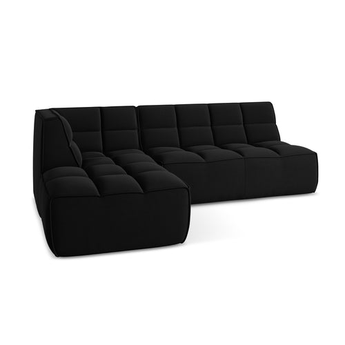 LaMiaSofa Modulaire hoekbank rechts Belluno - velours - zwart - 258x178x75