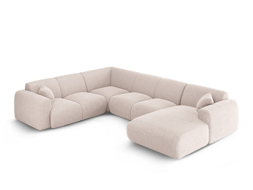 Cosmopolitan Design Panoramische hoekbank links Nolio 6-zits, chenille beige - 252x342x72cm