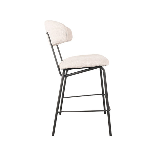 LABEL51 Barstoel Zack - Naturel Bouclé - Zithoogte 65cm - Set van 2