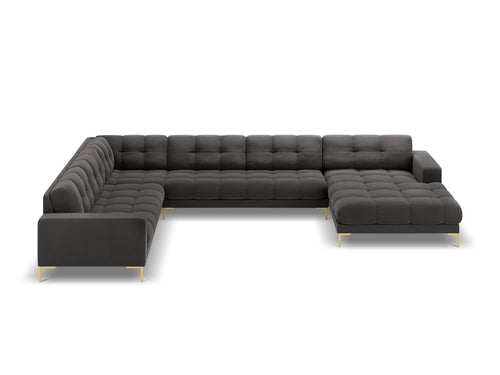 Cosmopolitan Design Panoramische hoekbank links Bali 7-zits, flueel, donkergrijs - 256x327x75cm