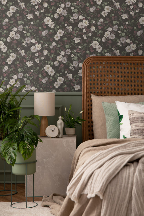 Borastapeter behang bloemen bruin, groen en roze - 53 cm x 10.05 m - 660287 - vtwonen shop