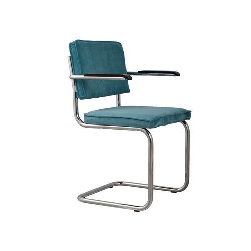 Zuiver Ridge Rib Eetkamerstoelen met armleuning Blauw - Set van 2 - vtwonen shop