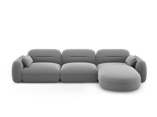 Cosmopolitan Design Modulaire hoekbank rechts Sydney 4-zits, flueel, lichtgrijs - 165x320x70cm