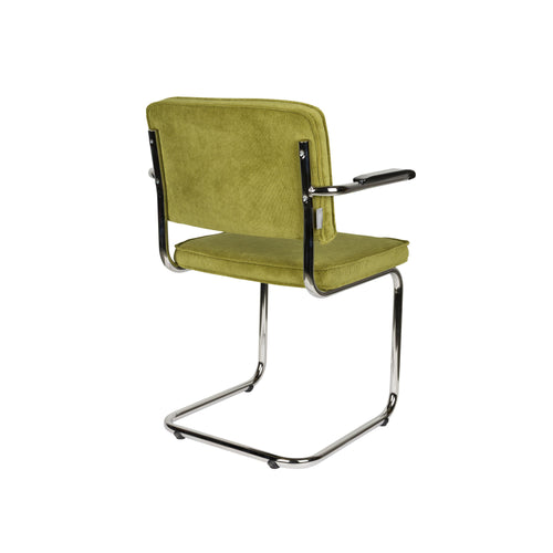 Zuiver Ridge Rib Eetkamerstoelen armleuning Groen - Set van 2