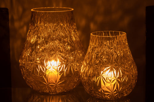 J-Line vaas Nox Geslepen - glas - geel - large - 28 cm hoog