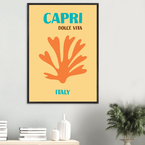 Artfulprints Poster met Lijst Italië - Capri   - A4 21x29.7 cm - Oranje