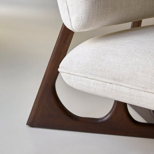 Tikamoon Lage fauteuil in massief mindihout en ecru stof - Beige - vtwonen shop