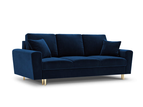 Cosmopolitan Design Slaapbank met opbergdoos Kyoto 3-zits, flueel, koningsblauw - 100x235x88cm