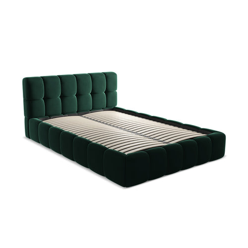 LaMiaSofa Bed met opbergruimte Roma - velours - flessengroen - 160x228x82