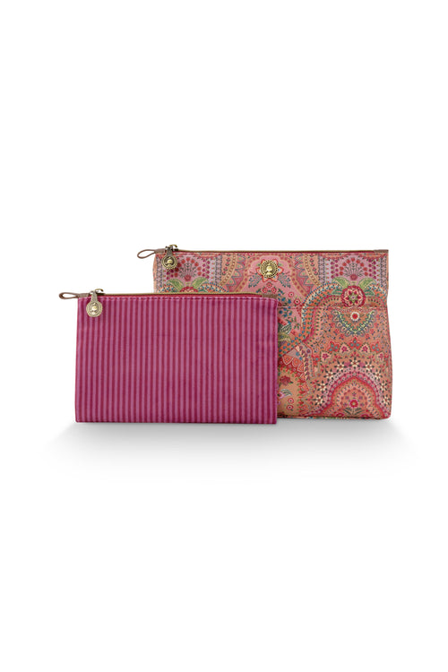 Pip Studio - Caryn Make-up Tasje Dames - Jabali - Rood - Set van 2