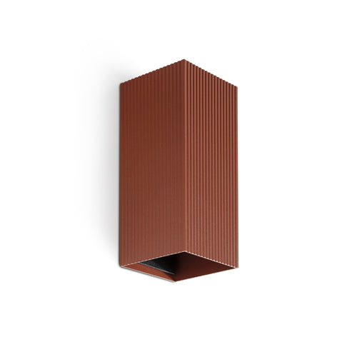 Faro Lune Square Fluted Up & Down Wandlamp Terracotta 2x GU10