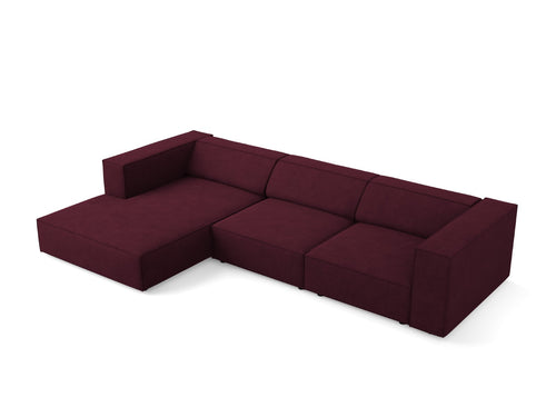 Cosmopolitan Design linker hoekbank Arendal 4-zits, chenille met ribbeleffect, robijn - 166x284x70cm