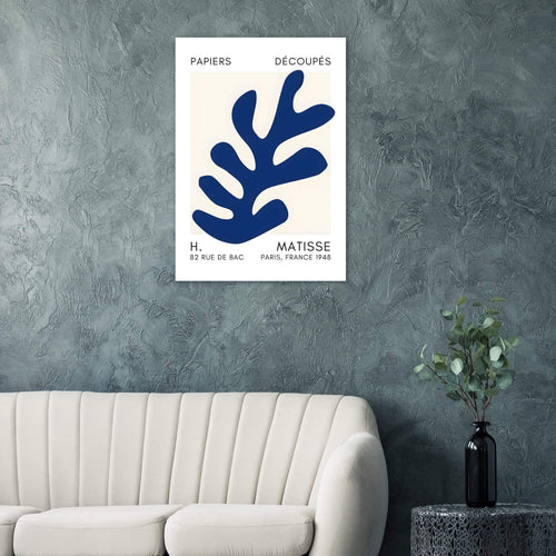 Artfulprints Poster Matisse – Ocean petals navy blue II   - 50x70 cm - Blauw