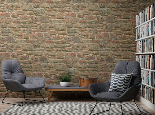 Livingwalls fotobehang steen oranje, rood en bruin - 159 x 280 cm - AS-393181 - vtwonen shop