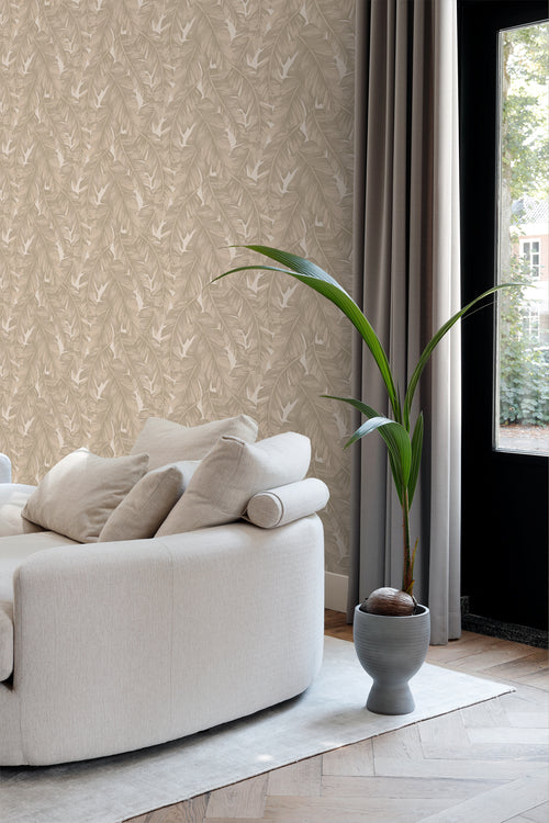 Origin Wallcoverings eco-texture vliesbehang palmbladeren beige - 50 x 900 cm - 347890 - vtwonen shop