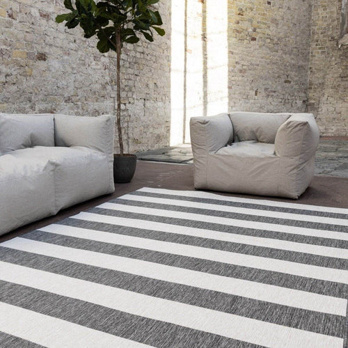 Eva Interior Buitenkleed Stripes Grijs/Wit dubbelzijdig - 200 x 290 cm - vtwonen shop