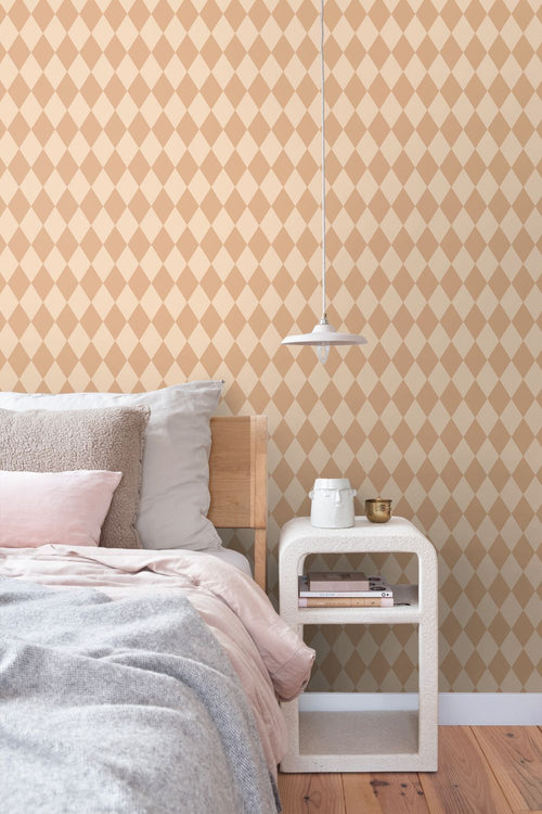 ESTAhome behang ruiten perzik roze - 50 x 900 cm - 132123