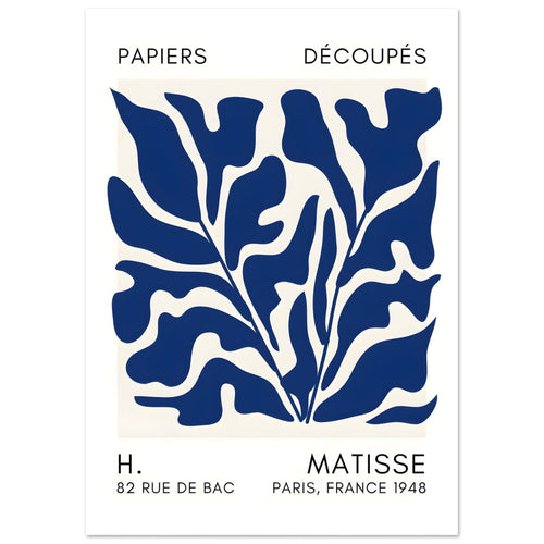 Artfulprints  Matisse – Seabed shapes navy blue II   poster A4 21x29.7 cm