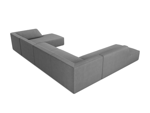 Micadoni Panoramische hoekbank links Ruby 7-zits, structurele stof, grijs - 273x366x69cm