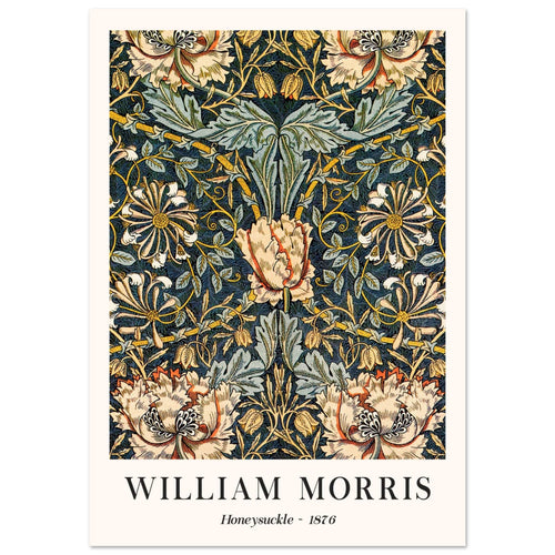 Artfulprints Poster met Lijst William Morris - Honeysuckle 1876   - 30x40 cm - Donkergroen