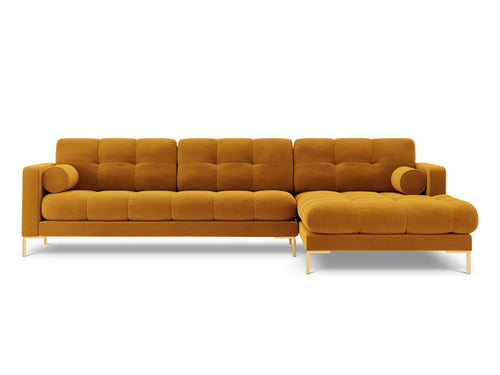 Cosmopolitan Design rechter hoekbank Bali 5-zits, flueel, geel - 185x293x75cm