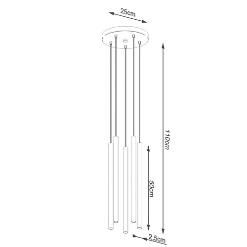 Sollux Lighting Hanglamp PASTELO 5P wit - 25x25x110cm