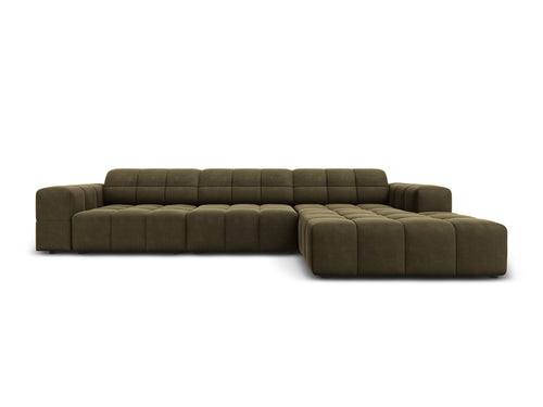 Cosmopolitan Design rechter hoekbank Chicago 4-zits, flueel groente - 167x294x78cm