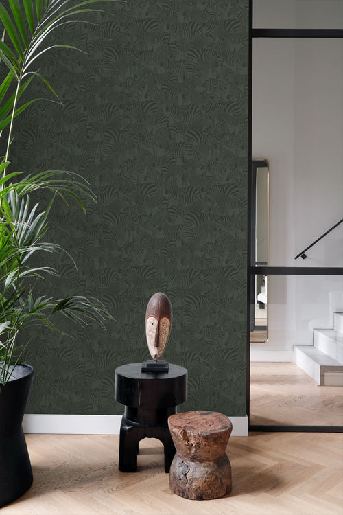 Origin Wallcoverings behang zebra's donkergroen - 50 x 900 cm - 347913