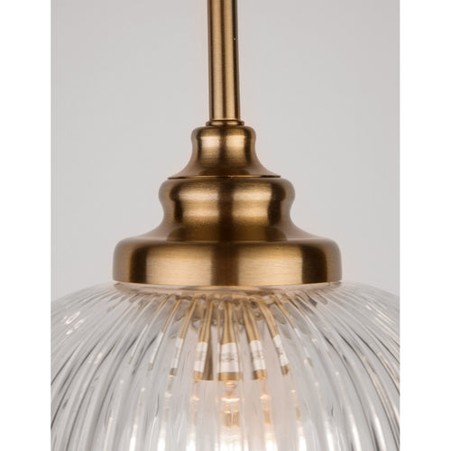 Merano Estevan 18 cm bol hangende plafondlamp satijn goud metaal helder glas LED E14