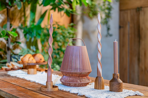 Originalhome spiraalkaars duo - 40 cm - bruin