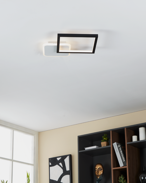 EGLO plafondlamp Gafares - led - 33 cm - zwart/wit - dimbaar - vtwonen shop