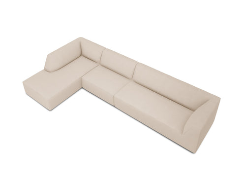 Micadoni linker hoekbank Ruby 5-zits, structurele stof, beige - 180x366x69cm