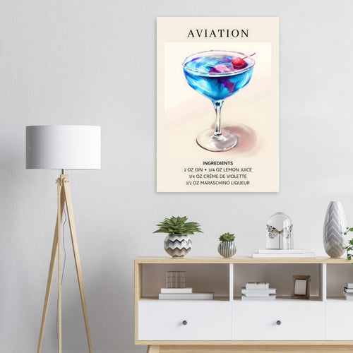Artfulprints  Aviation cocktail - Ingrediënten   poster 50x70 cm