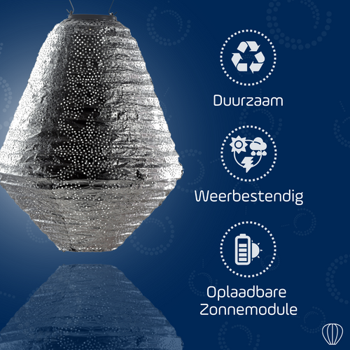 Lumiz solar lampion - marrakesh can - 30 cm - zilver - vtwonen shop