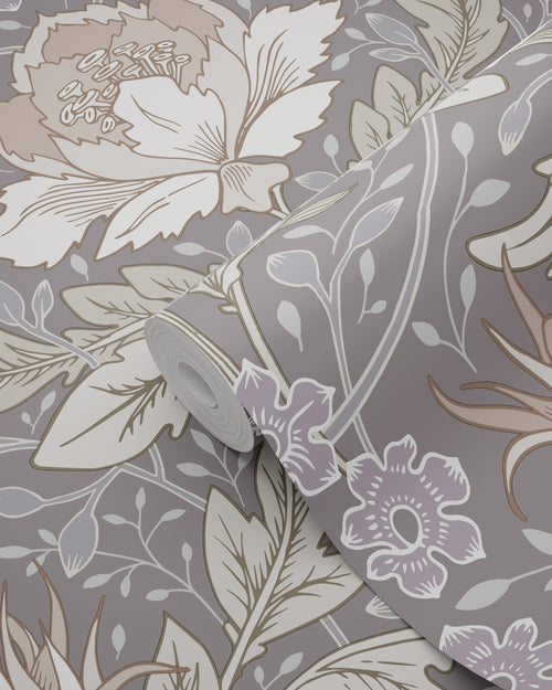 ESTAhome behang vintage bloemen in art nouveau stijl groen en grijs - 50 x 900 cm - 131079 - vtwonen shop