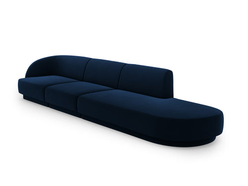 Micadoni Rechte bank Miley 4-zits, flueel, koningsblauw - 90x323x70cm