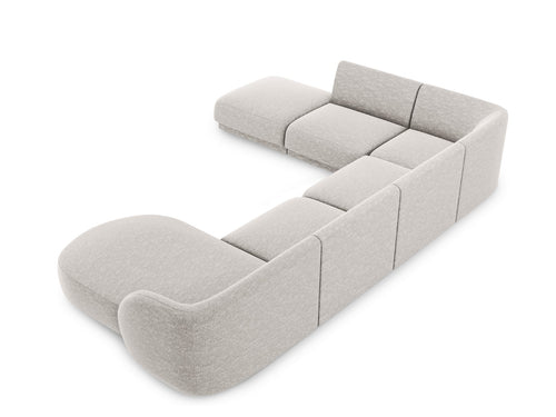 Micadoni Panoramische hoekbank links Miley 6-zits, chenille, lichtgrijs - 255x330x70cm