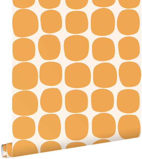 ESTAhome behang grafisch motief oranje en wit - 50 x 900 cm - 131980