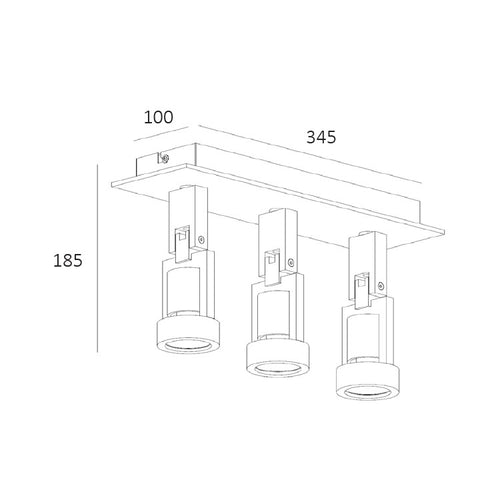 Artdelight Plafondlamp Tech 3L - Aluminium