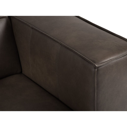 Cosmopolitan Design - Panoramische hoekbank rechts Turin 6-zits, echt leer grijs bruin - 270x365x68cm
