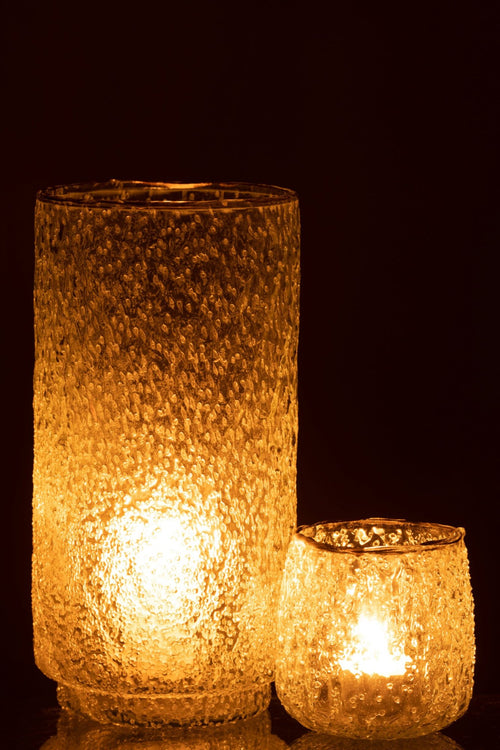 J-Line windlicht Rand - glas - goud/transparant - large