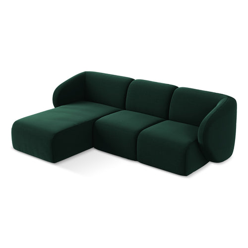 LaMiaSofa hoekbank links Cervo - velours - flessengroen - 248x166x81
