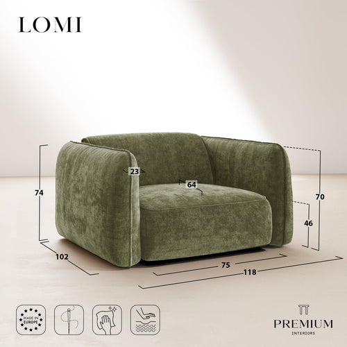 Premium Interiors - Fauteuil LOMI - gewaafd fluweel mol 118cm